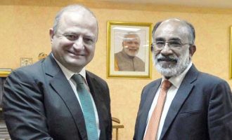 Ambassador of Georgia to India, Archil Dzuliashvili meeting the MoS for Tourism (I/C) and Electronics & Information Technology, Alphons Kannanthanam