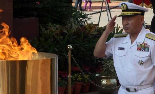 Japan Self-Defense Force Chief of Staff, Joint Staff Admiral Katsutoshi Kawano paying homage to martyrs