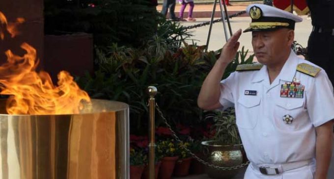 Japan Self-Defense Force Chief of Staff, Joint Staff Admiral Katsutoshi Kawano paying homage to martyrs