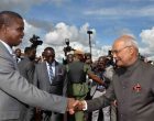 President, Ram Nath Kovind being received by the President of the Republic of Zambia, Edgar Chagwa Lungu