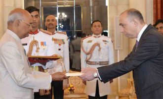 Ambassador-Designate of the Republic of Azerbaijan, Ashraf Farhad Shikhaliyev presenting his credentials to the President, Ram Nath Kovind