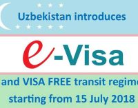 Uzbekistan introduces E-VISA and VISA FREE transit regime starting from 15 July 2018