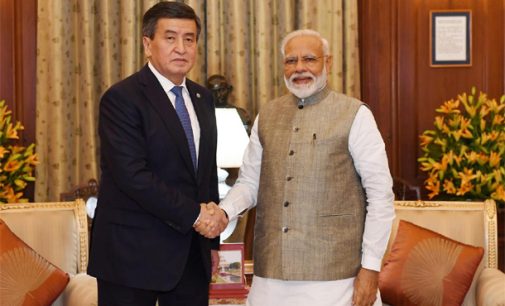 Prime Minister Narendra Modi meeting the President of Kyrgyzstan, Sooronbay Jeenbekov during the Prime Minister Oath Ceremony at Rashtrapati Bhavan