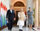 The Prime Minister, Shri Narendra Modi with His Majesty King Willem-Alexander and Her Majesty Queen Maxima of the Kingdom of Netherlands