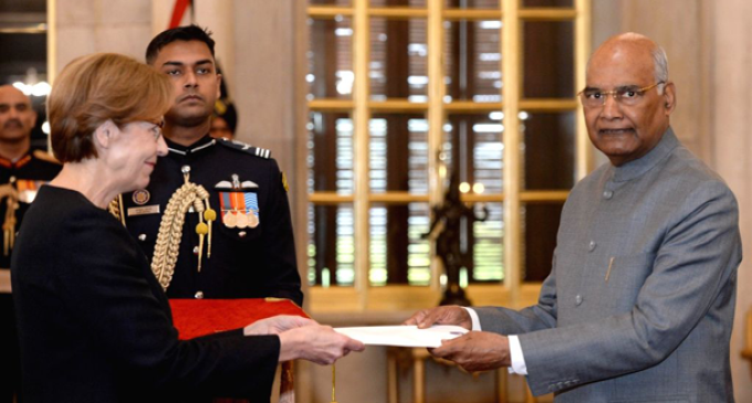 Ambassador-designate of Finland, Ritva Koukku-Ronde presents their credentials to the President of India, Ram Nath Kovind