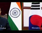 The President, Ram Nath Kovind accepting credentials from Ambassador of the Republic of Korea, Chang Jae-bok, through video conferencing, at Rashtrapati Bhavan