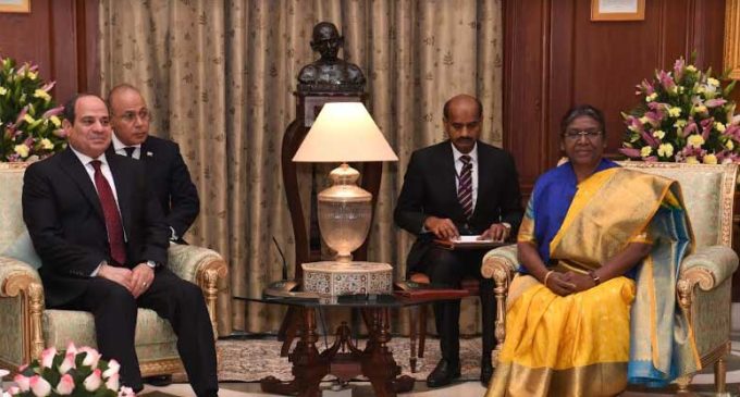 PRESIDENT OF INDIA HOSTS PRESIDENT OF EGYPT; APPRECIATES EGYPT’S LEADING ROLE IN PROMOTING PEACE, PROSPERITY AND STABILITY IN THE WEST ASIA REGION