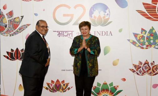 The Managing Director of the International Monetary Fund, Kristalina Georgieva arrives at IGI Airport Terminal-3 on the occasion of upcoming G20 Summit