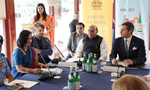 Rajnath Singh meets Italian defence industry leaders in Rome