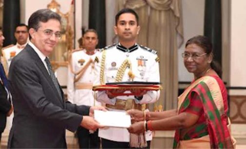 The President, Droupadi Murmu accepted credentials from Thierry Mathou, Ambassador of France