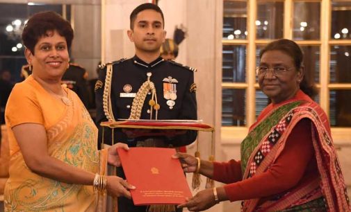 The President, Droupadi Murmu accepted credentials from Kshenuka Dhireni Senewiratne, High Commissioner of the Democratic Socialist Republic of Sri Lanka
